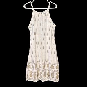 Lapogee Boho Mini Dress L | Block Print | Indie Festival Cottagecore Costal